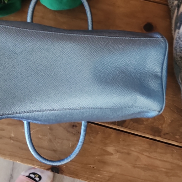 Coach Metallic Blue Bennett Satchel with Textured Leather EUC - Picture 9 of 9